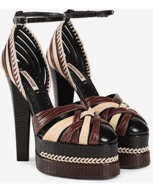 Roberto Cavalli Snakeskin-Effect Braided Platform Sandals - Black