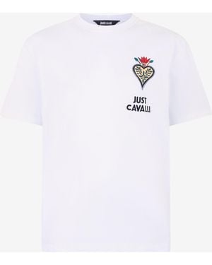 Roberto Cavalli T-Shirt With Embroidered Logo - White