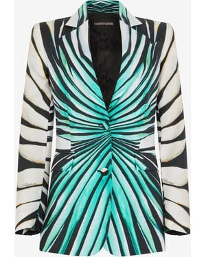 Roberto Cavalli Ray Of Sea Print Silk Jacket - Green