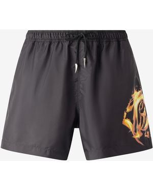 Roberto Cavalli Monogram And Fang Swim Shorts - Blue