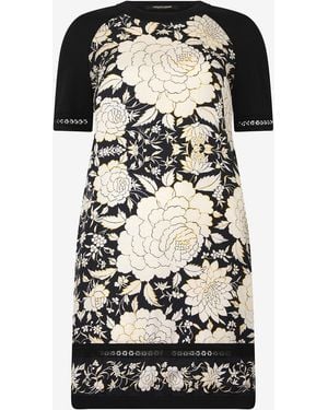 Roberto Cavalli Mini Dress With Floral Print - Black