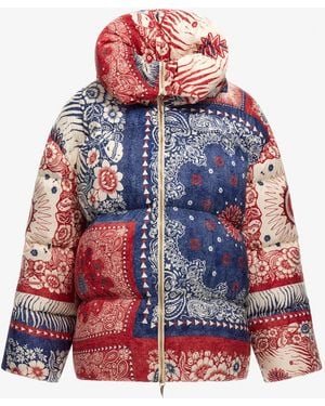 Roberto Cavalli Bandana Print Puffer Jacket - Red
