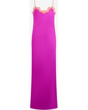 Roberto Cavalli Fuchsia Silk Maxi Slip Dress - Pink