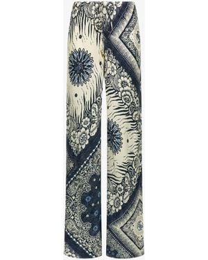 Roberto Cavalli Bandana Print Palazzo Trousers - White