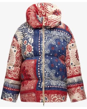 Roberto Cavalli Bandana Print Puffer Jacket - Red