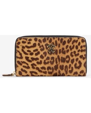 Roberto Cavalli Jaguar Skin Print Zip-Around Wallet - White