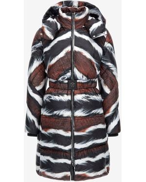 Roberto Cavalli Animalier Print Puffer Jacket With Belt - White