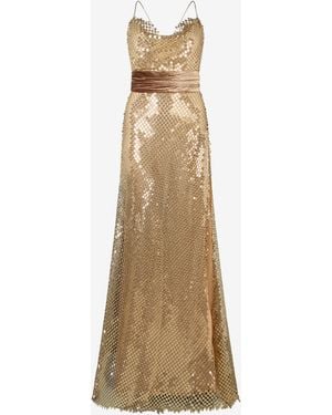 Roberto Cavalli Extra-Long Sequin Gown - Natural