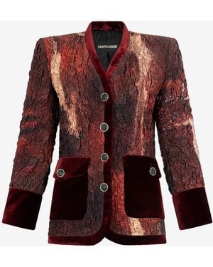 Roberto Cavalli Silk Jacket With Marble Print - Red