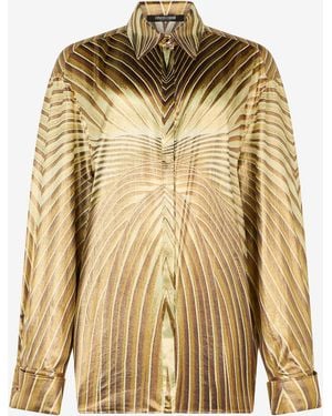 Roberto Cavalli Silk Shirt With Iside Print - Metallic