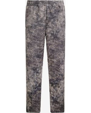Roberto Cavalli Faded Effect Pants With All-Over Lettering - Gray