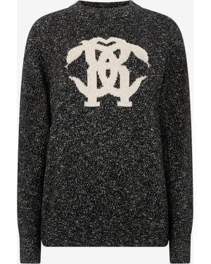 Roberto Cavalli Sweater With Monogram Rc Intarsia - Black