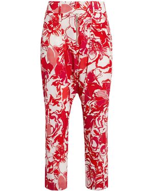 Roberto Cavalli Hydrangea Print Cropped Pants - Red