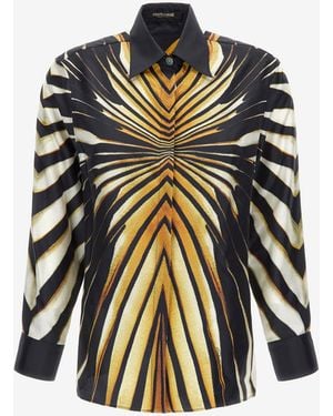 Roberto Cavalli Shirt With Ray Of Print - Metallic