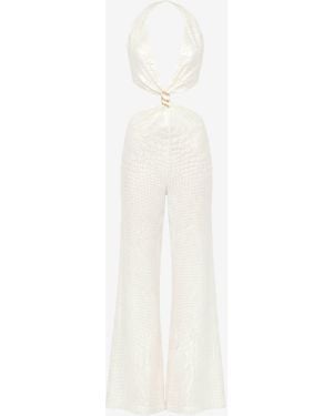 Roberto Cavalli Jumpsuit With Serpentine Print And Cut-Out Detailing - White