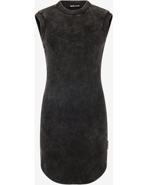 Roberto Cavalli Rib-Knit Mini Dress With Jc Monogram - Black