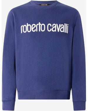 Roberto Cavalli Sweatshirt With Logo - Blue