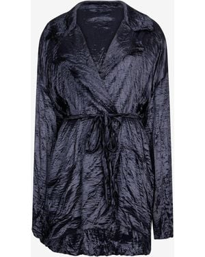 Roberto Cavalli Crinkle Effect Belted Jacket - Blue
