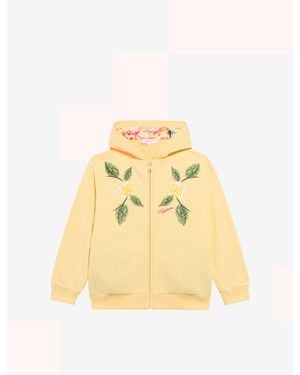 Roberto Cavalli Zip-Up Hoodie With Floral Embroidery - Yellow