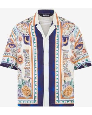 Roberto Cavalli Tropical Garden Print Shirt - Blue