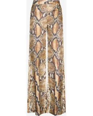 Roberto Cavalli Python Print Pants - White
