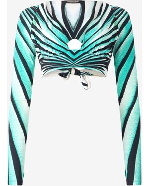 Roberto Cavalli Ray Of Sea Print Top - Blue