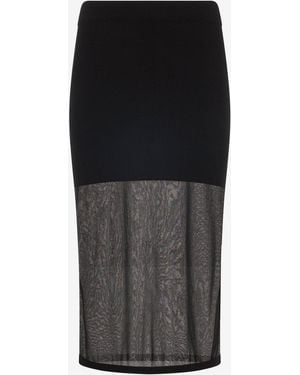 Roberto Cavalli Miniskirt With Tulle Insert - Black