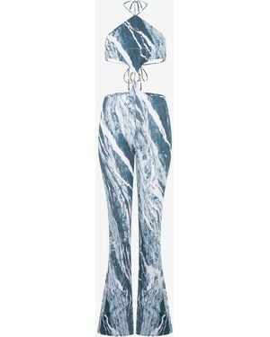 Roberto Cavalli Rubane-Print Jumpsuit - Blue