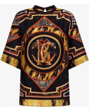 Roberto Cavalli Marble Print T-Shirt - Multicolour