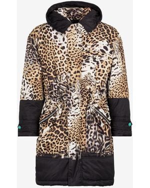 Roberto Cavalli Leopard-Print Padded Coat - White