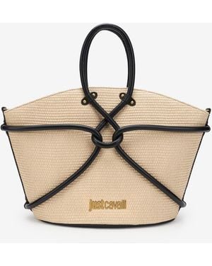 Roberto Cavalli Tote Bag With Jc Logo - Natural