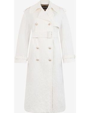 Roberto Cavalli Leopard-Pattern Cotton Jacquard Trench Coat - White