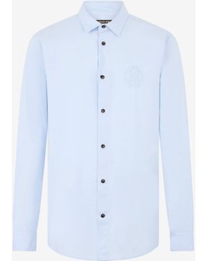 Roberto Cavalli Light Shirt With Monogram Rc Embroidery - Blue