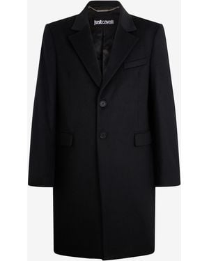 Roberto Cavalli Wool Blend Coat - Black