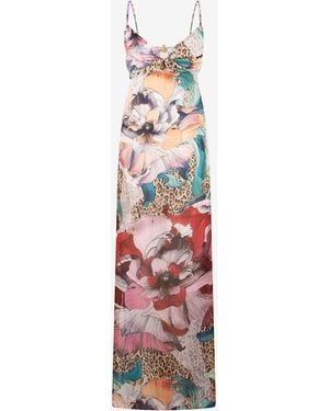 Roberto Cavalli Flower Print Dress - White