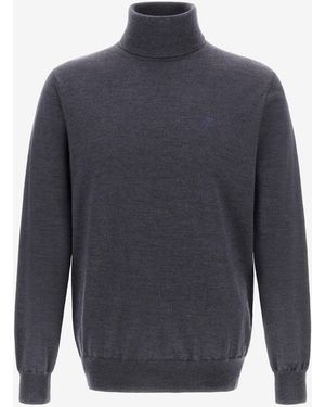 Roberto Cavalli Turtleneck Jumper With Rc - Blue