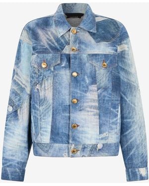 Roberto Cavalli Denim Jacket With Patchwork Effect - Blue