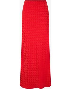 Roberto Cavalli Long Skirt With Jacquard Monogram Print - Red