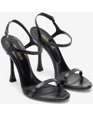Roberto Cavalli Croc-Effect Leather High-Heel Sandals - Multicolor