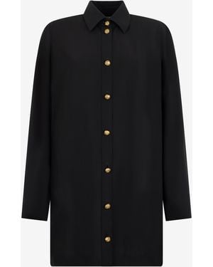 Roberto Cavalli Long Wool-Blend Shirt - Black