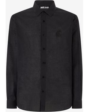 Roberto Cavalli Shirt With Jc Embroidery - Black