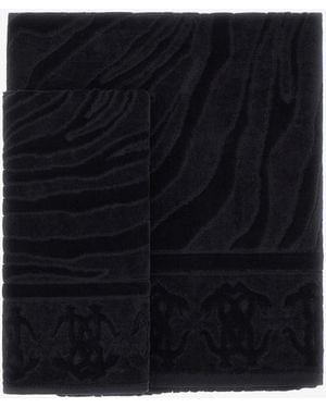 Roberto Cavalli Okapi Set Of Towels - Black