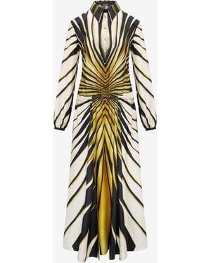 Roberto Cavalli Ray Of Print Silk Midi Dress - White