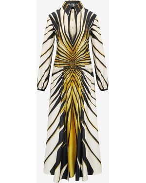Roberto Cavalli Ray Of Print Silk Midi Dress - White