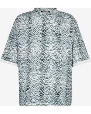 Roberto Cavalli Oversized T-Shirt With Baby Jaguar Print - Blue