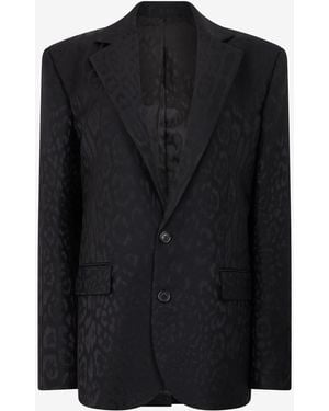 Roberto Cavalli Giacca Sartoriale Jacquard Nera - Nero