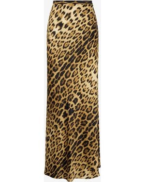 Roberto Cavalli Silk Skirt With Jaguar Skin Print - Metallic