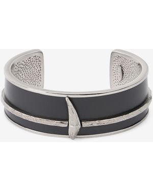 Roberto Cavalli And Palladium Rigid Bracelet With Fang - Grey