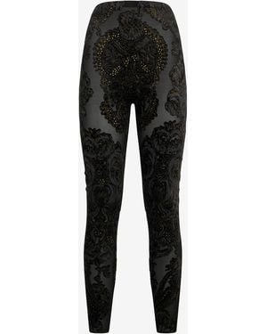 Roberto Cavalli Legging En Velours Dévoré À Motif Ornemental - Noir