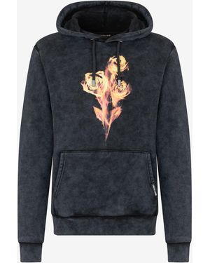 Roberto Cavalli Sweatshirt With Printed Roses - Black
